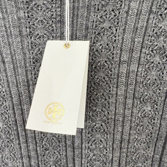NEW Tory Burch Size XL Pointelle Knit Wool Blend Sweater Dress, Medium Gray - Picture 6 of 7